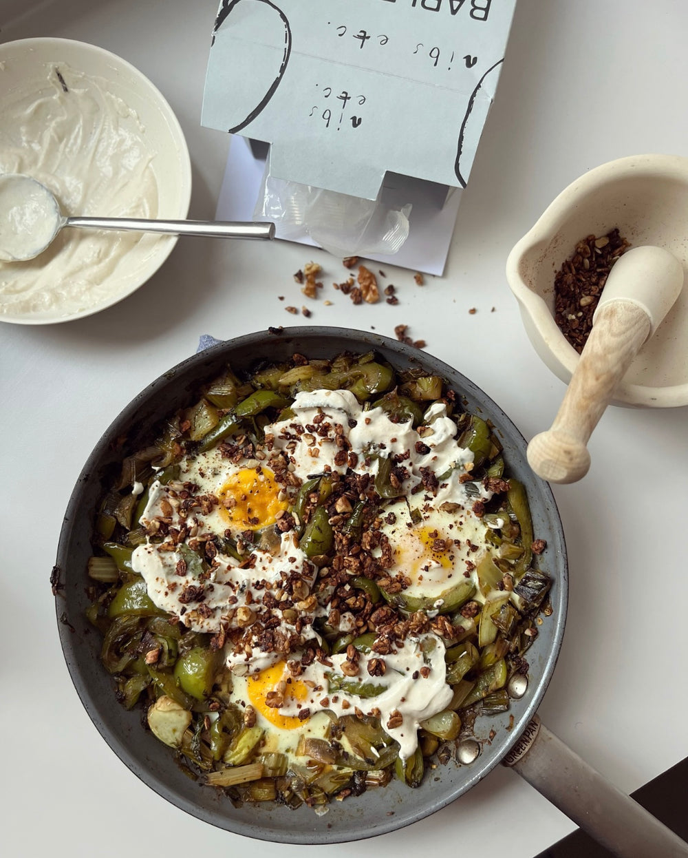 Recipe etc.: Green Shakshuka with Tahini Yoghurt